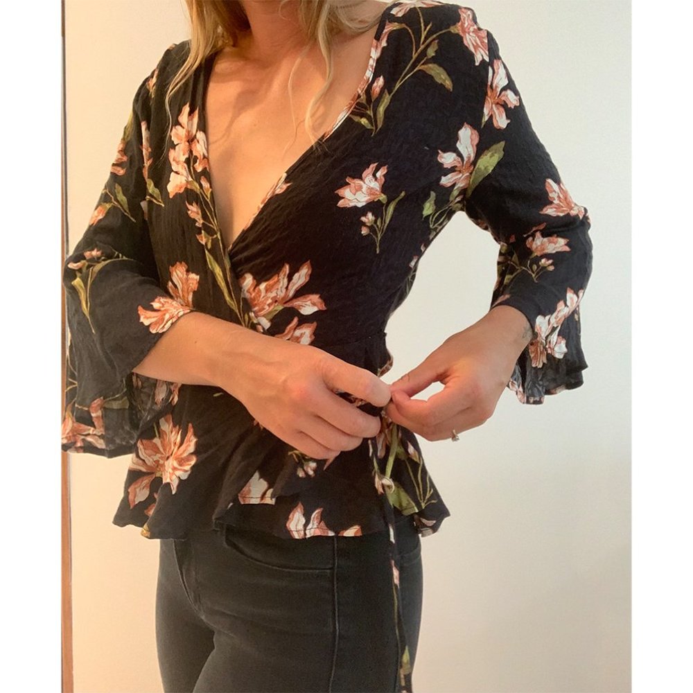 MinkPink Nightshade Wrap with 3/4 Bell Sleeves